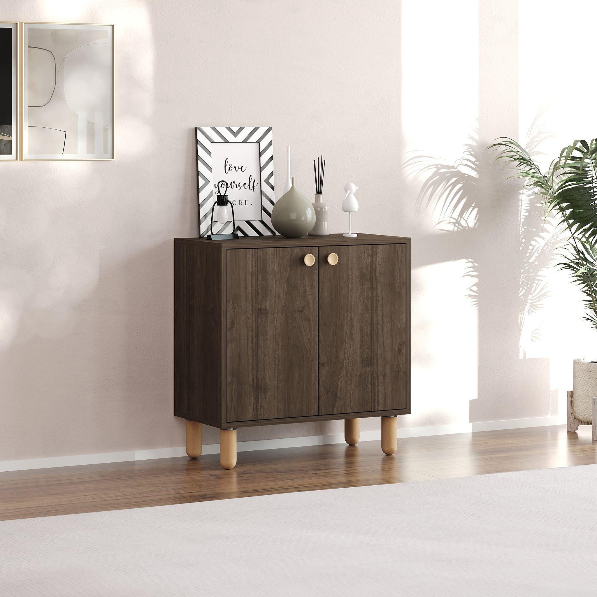 Voir la diapositive 2 : Habitat et Jardin Buffet en bois  Lina  - 72 x 36 x 73 cm - Marron