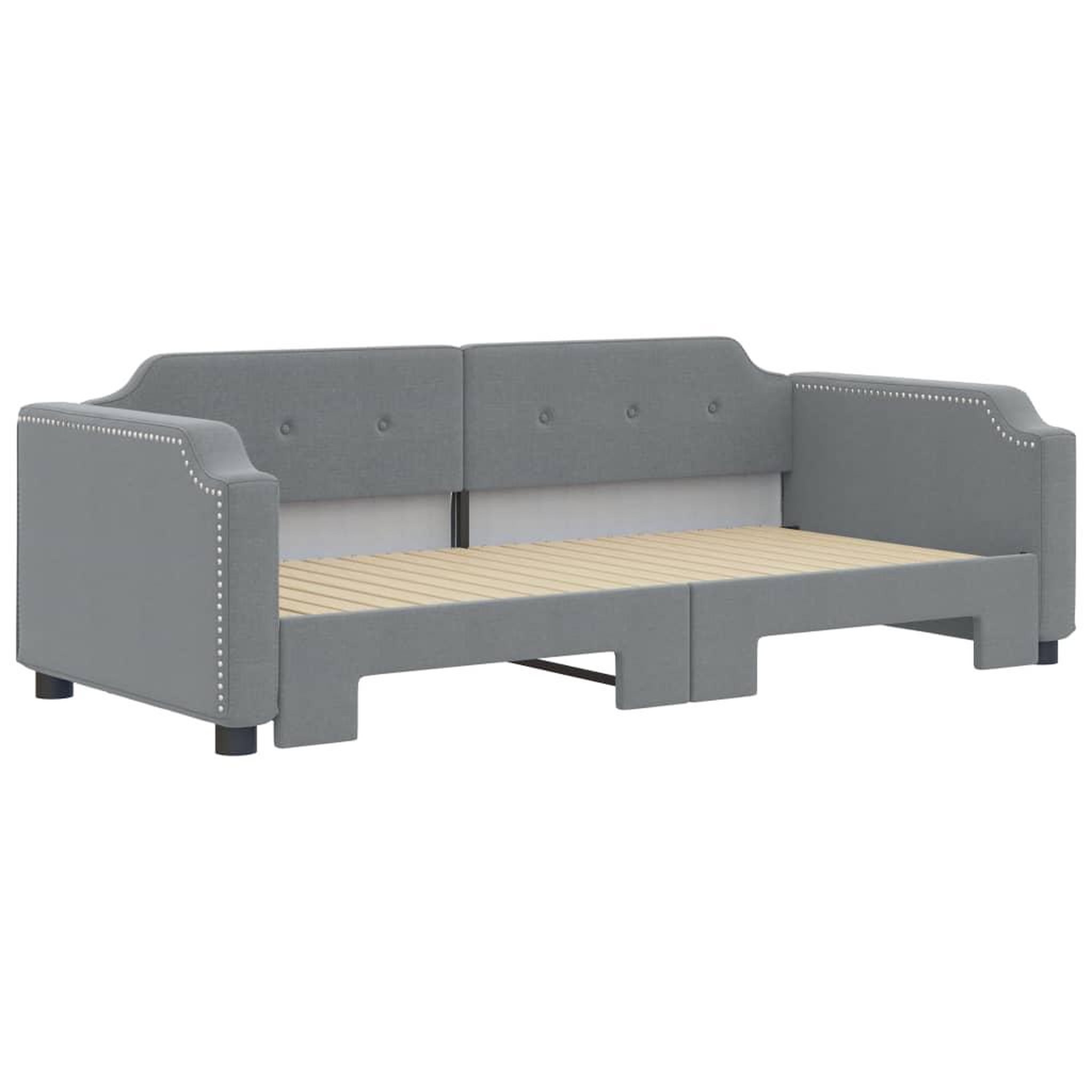 Voir la diapositive 3 : VIDAXL Lit de jour avec lit gigogne gris clair 90x190 cm tissu