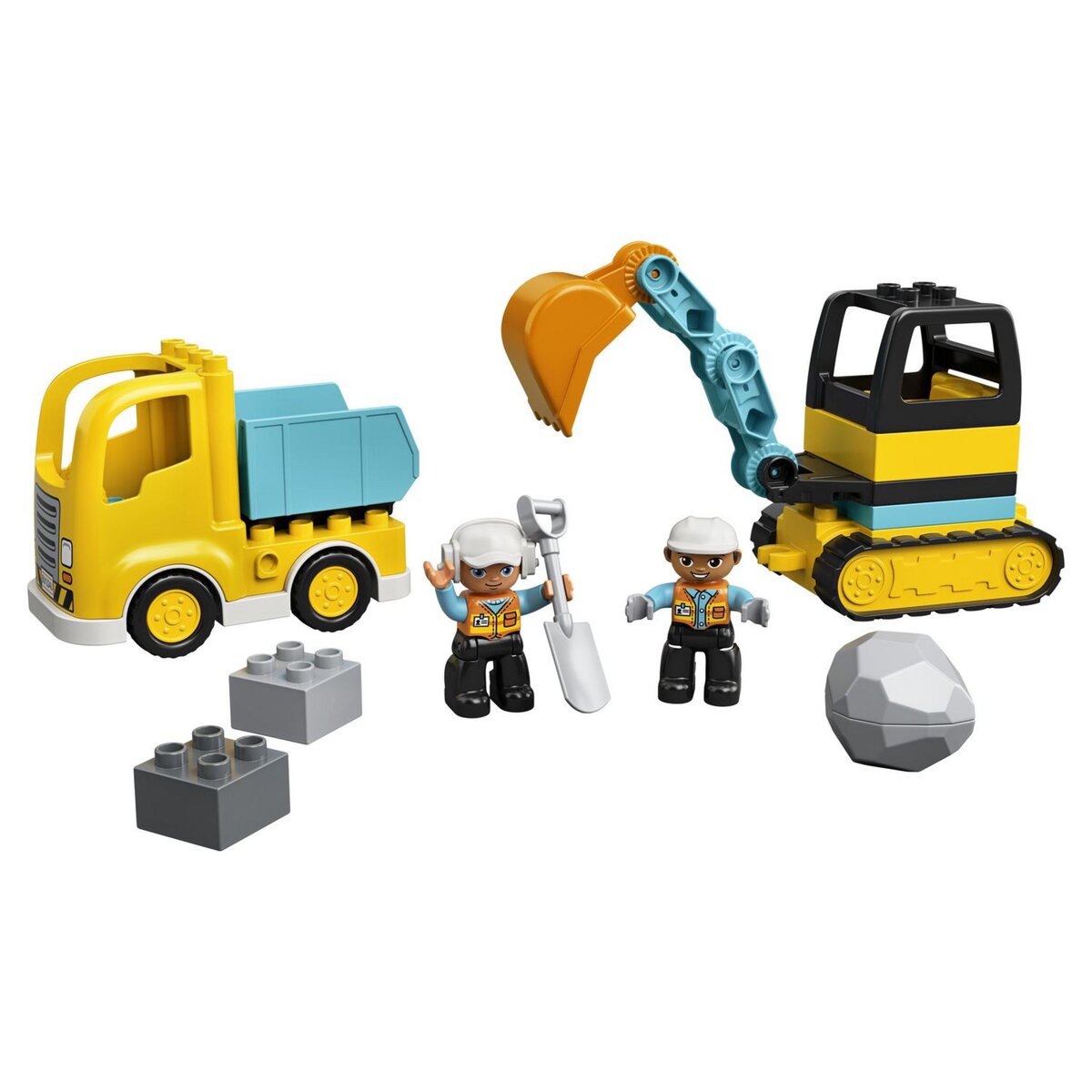 LEGO DUPLO 10931 - Le camion et la pelleteuse, Jouet Engin de Chantier pour Enfant de 2 Ans et Plus