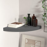 VIDAXL Etagere d'angle flottante gris brillant 35x35x3,8 cm MDF