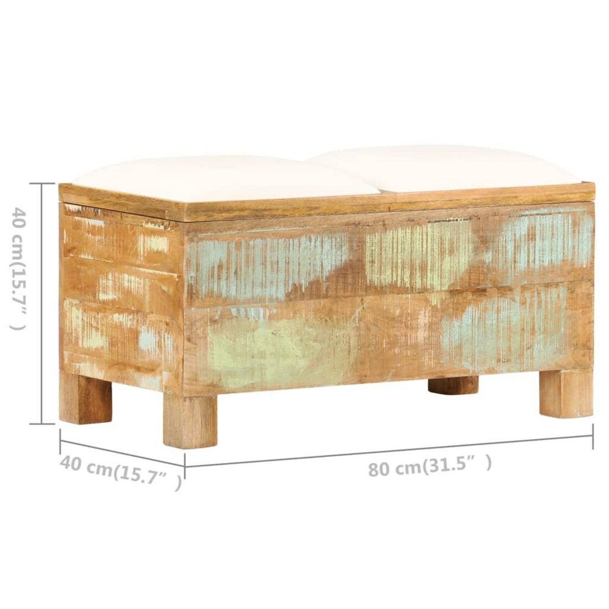 VIDAXL Banc de rangement Bois massif recycle 80 x 40 x 40 cm