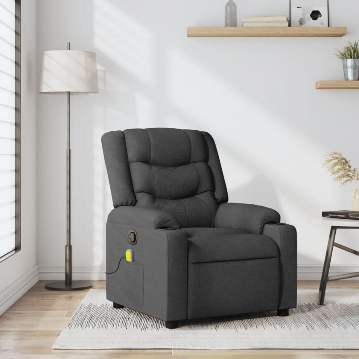 VIDAXL Fauteuil de massage inclinable Gris fonce Tissu