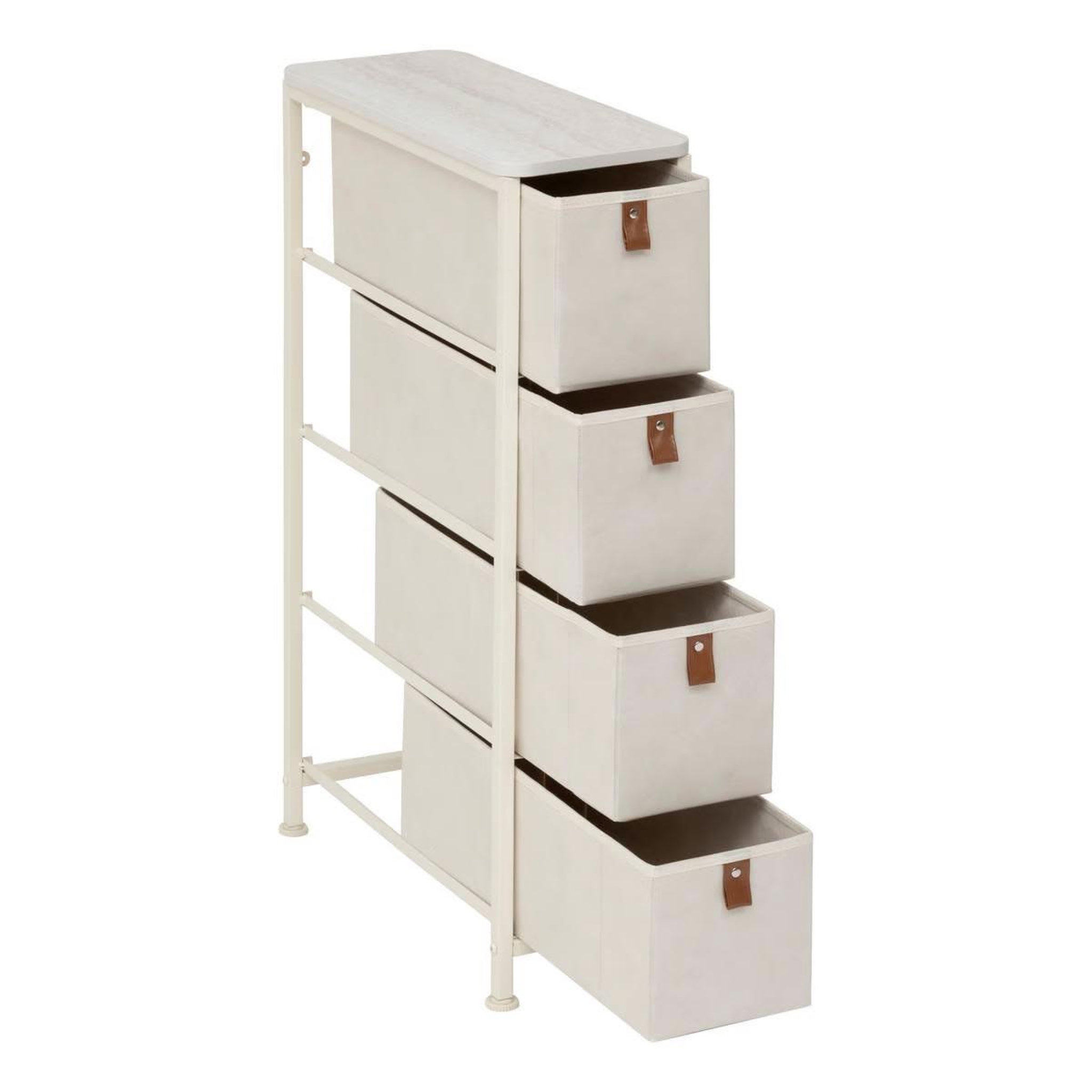 Voir la diapositive 2 : FIVE Meuble de rangement 4 tiroirs  tissa  77cm beige