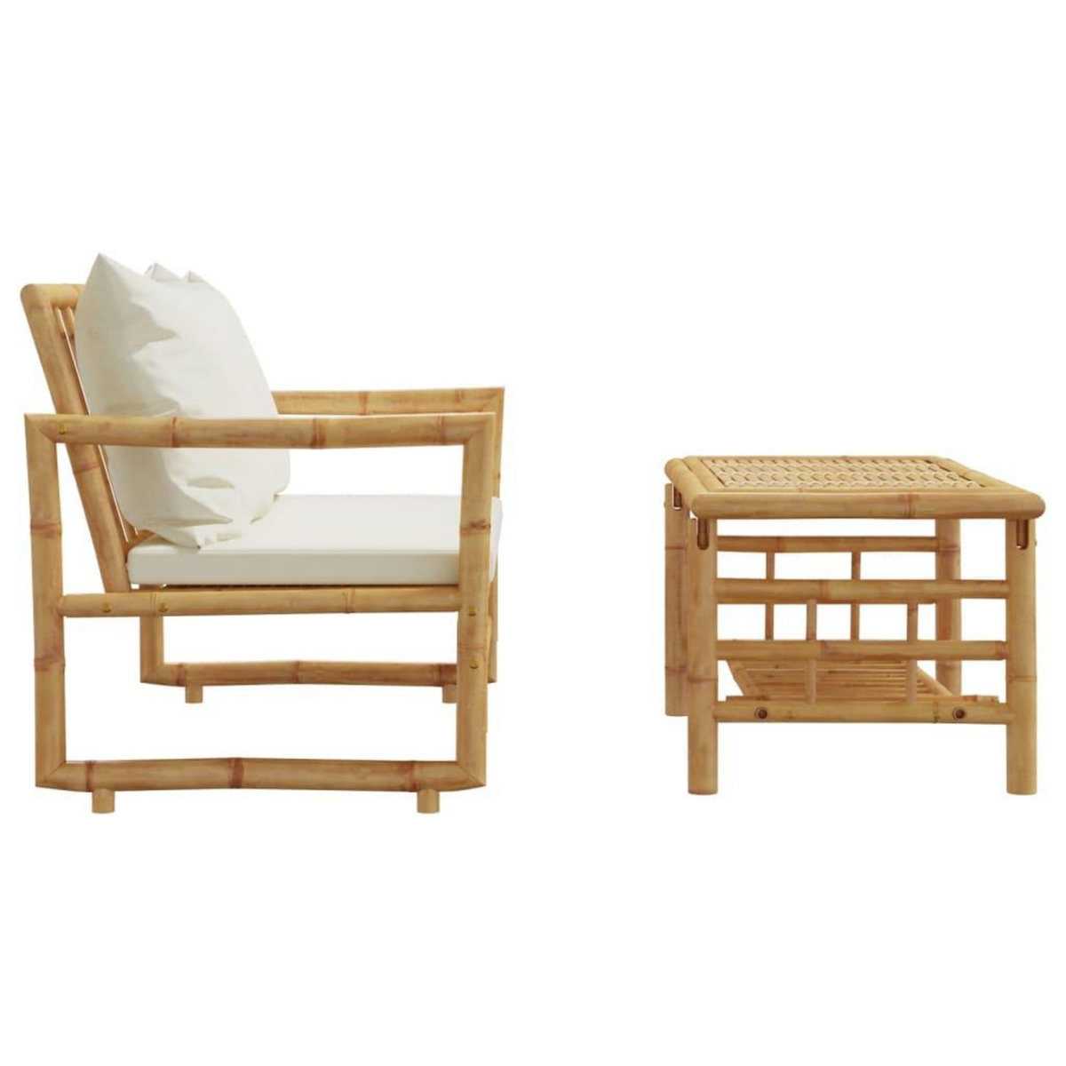 VIDAXL Salon de jardin 2 pcs avec coussins bambou