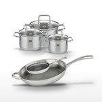 ELO Lot de 2 Poêles 32/24 cm et 3 Faitouts 14/16/20 cm Elo Relief Evolution