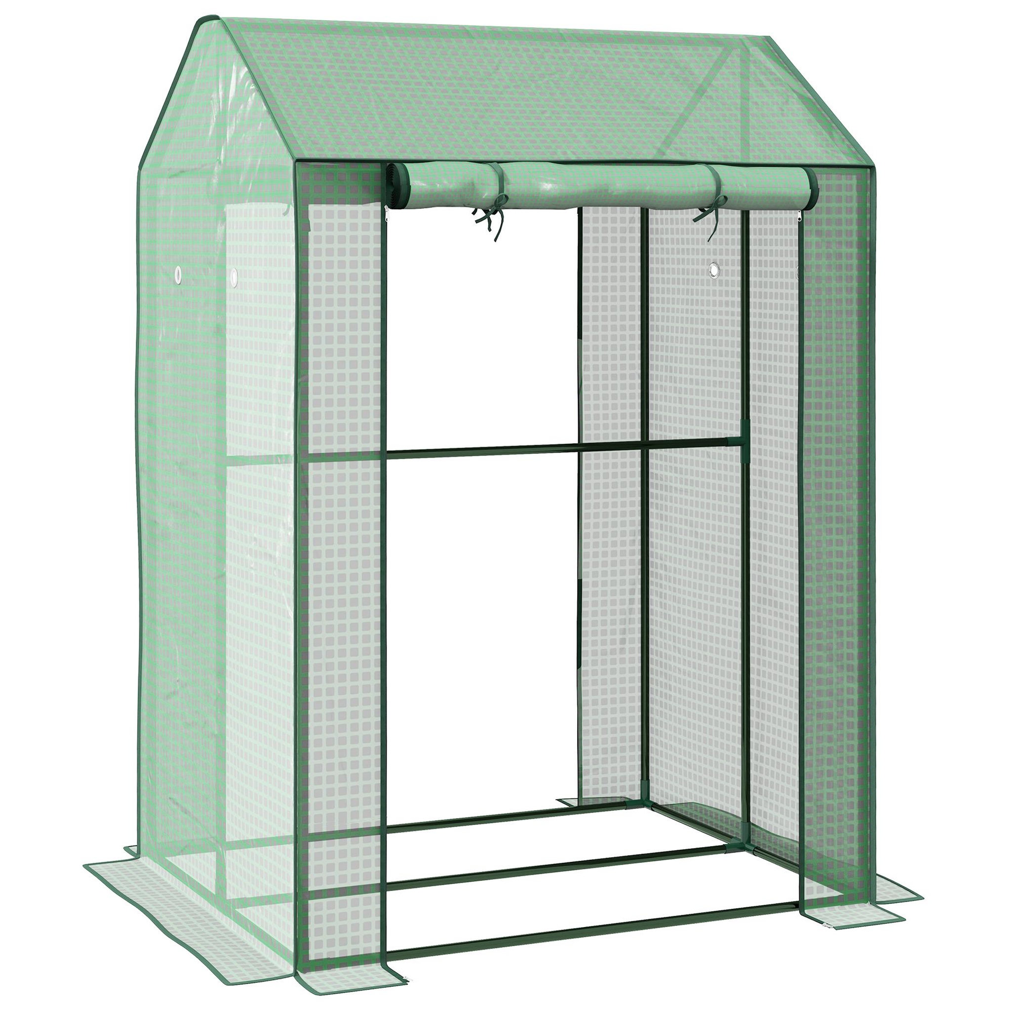 OUTSUNNY Serre de jardin avec 2 espaces et 2 portes enroulables - 0,8 m² serre à tomates dim. 1l x 0,8l x 1,5h m, acier et pe haute densité