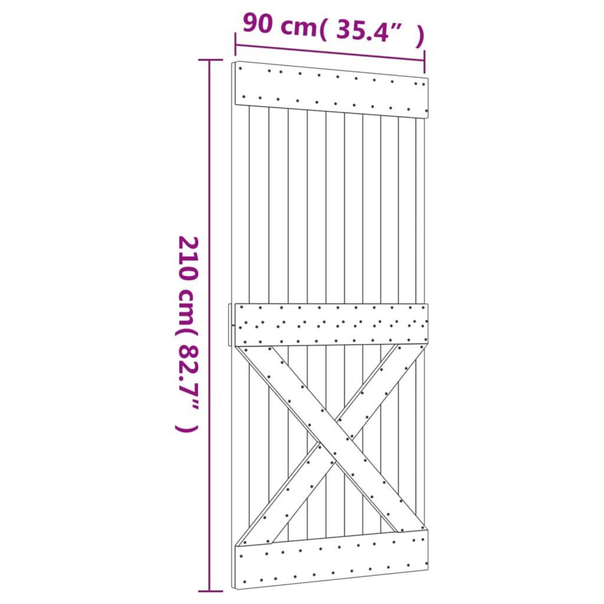 VIDAXL Porte coulissante et kit de quincaillerie 90x210 cm pin massif