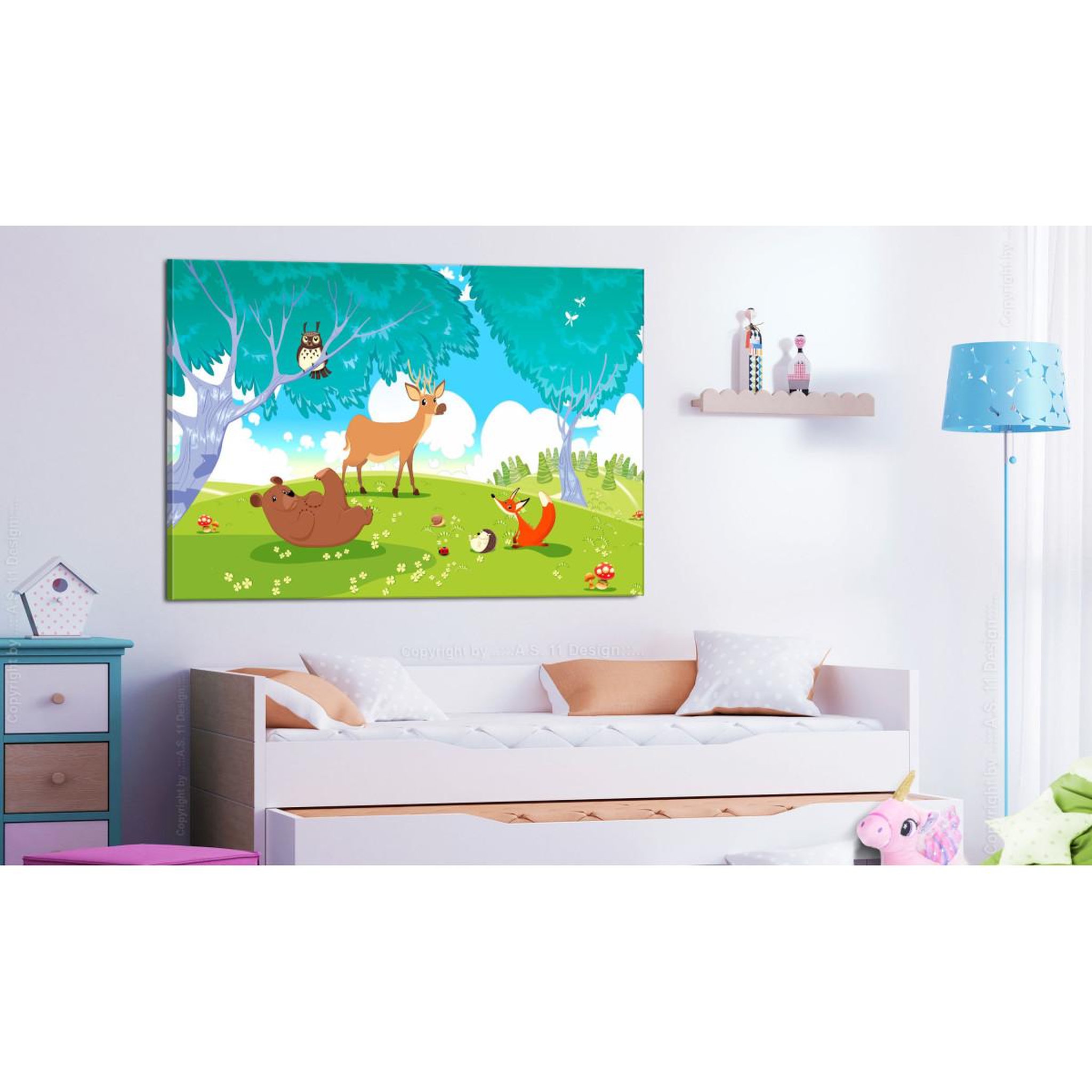 Voir la diapositive 2 : Paris Prix Tableau imprimé  friendly animals wide