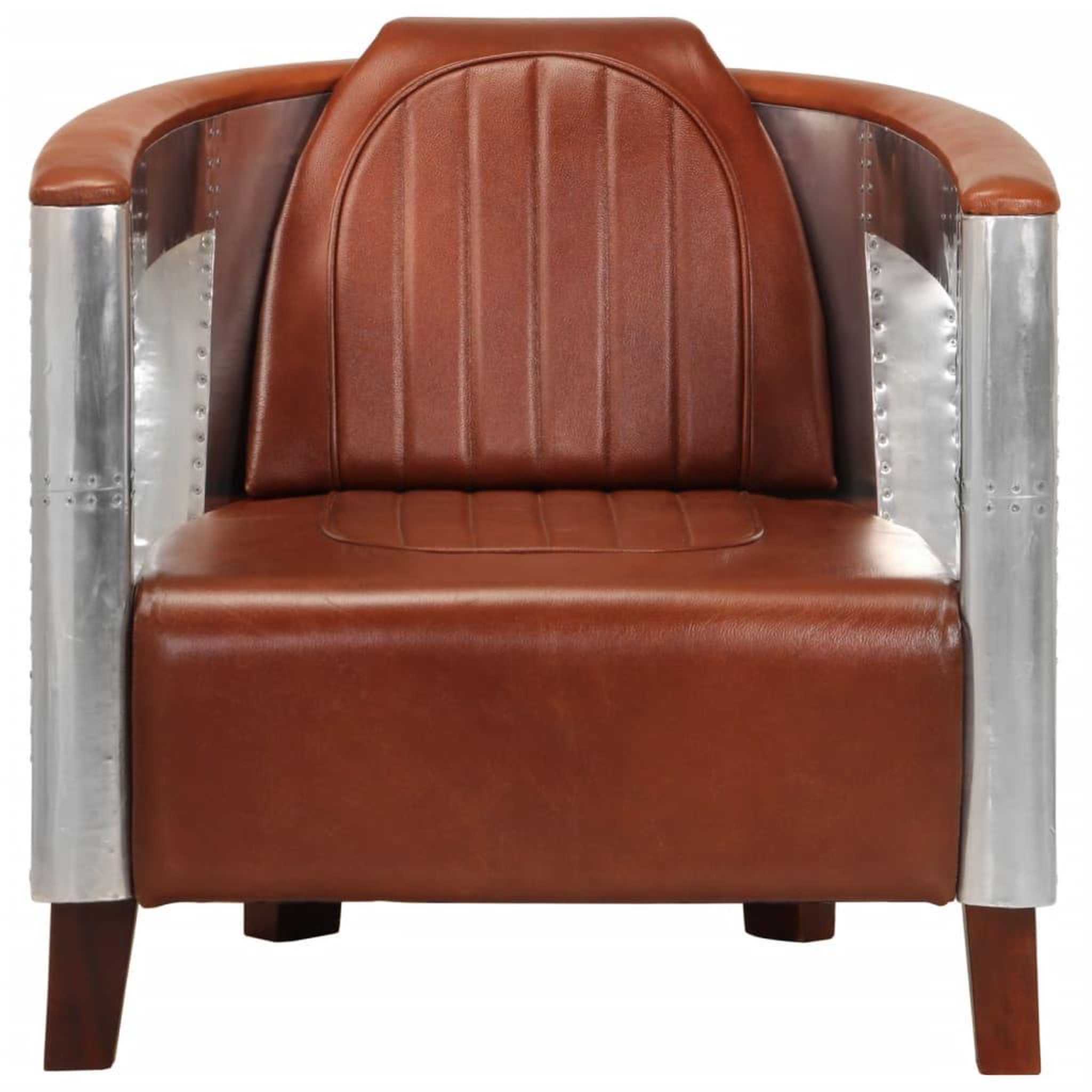 Voir la diapositive 2 : VIDAXL Fauteuil en style d'aviation marron cuir veritable