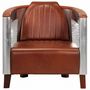 Voir la diapositive 2 : VIDAXL Fauteuil en style d'aviation marron cuir veritable