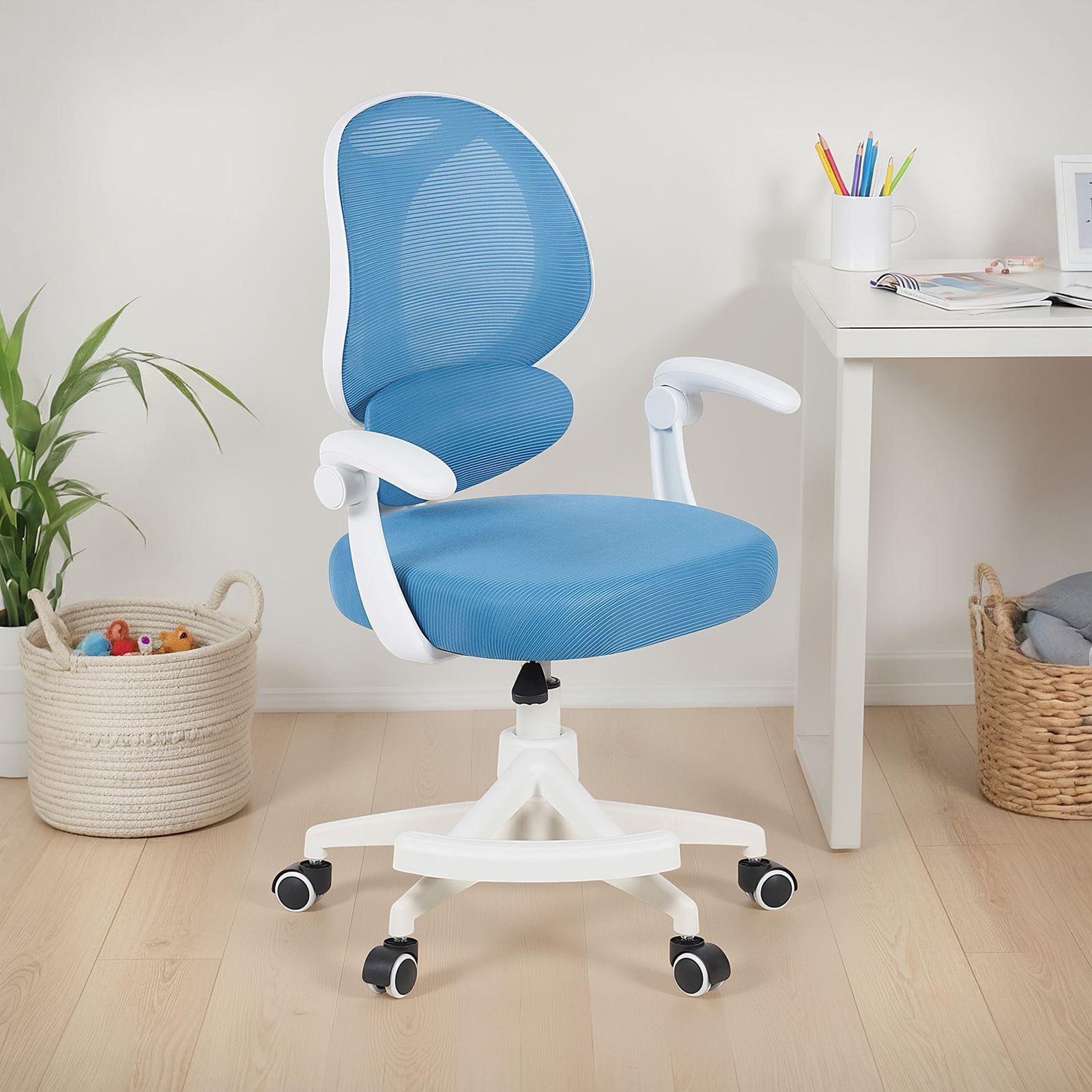 Voir la diapositive 2 : IDIMEX Chaise de bureau pour enfant isla pivotante