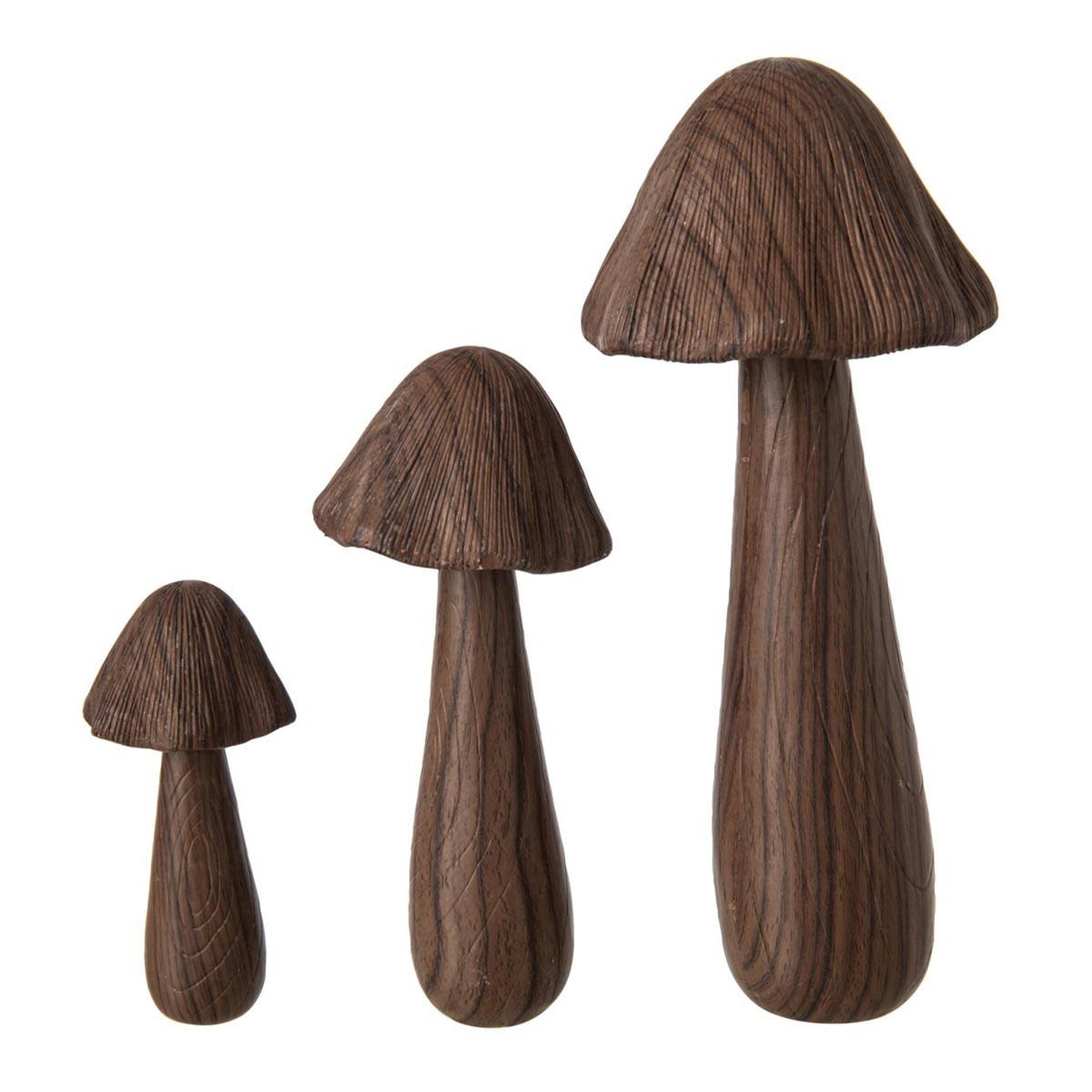 J-LINE Lot de 3 champignons déco  zélie  28cm marron
