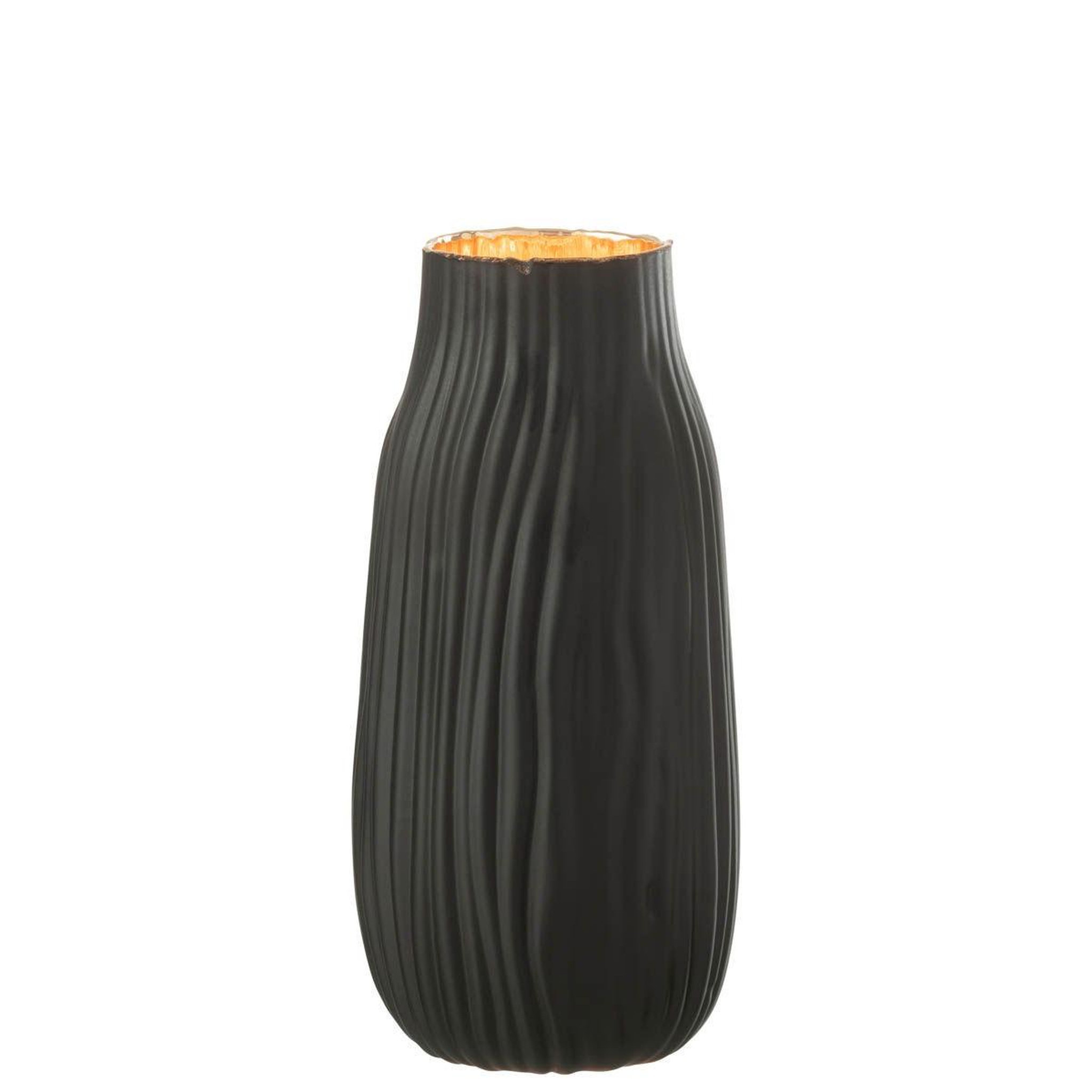 Voir la diapositive 2 : J-LINE Vase à rainures en verre  louis  26cm noir