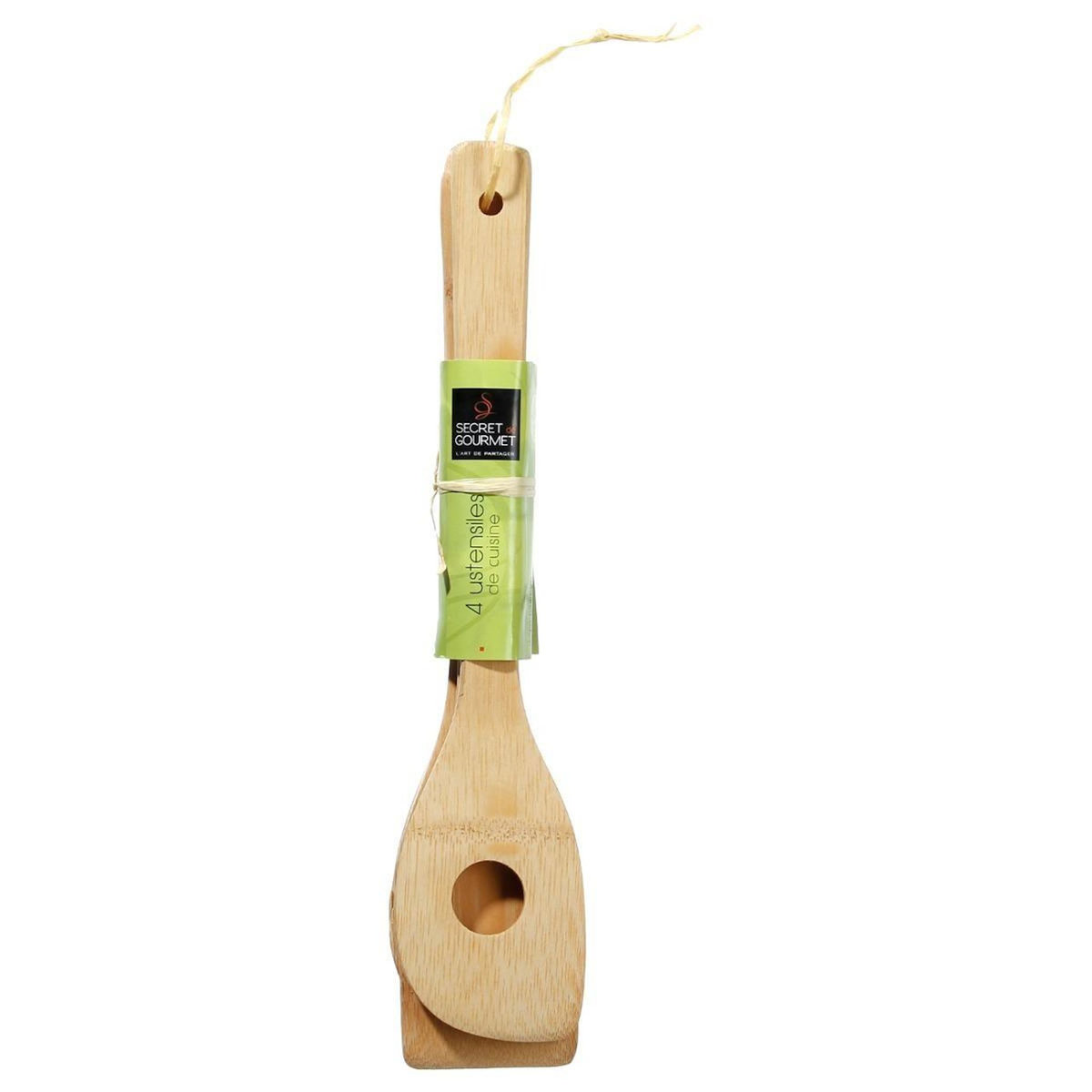 FIVE Lot de 4 Ustensiles de Cuisine  Bambou  30cm Naturel