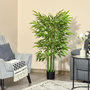 Voir la diapositive 2 : HOMCOM Bambou artificiel H.1,40m 6 pieds 780 feuilles denses réalistes pot inclus vert