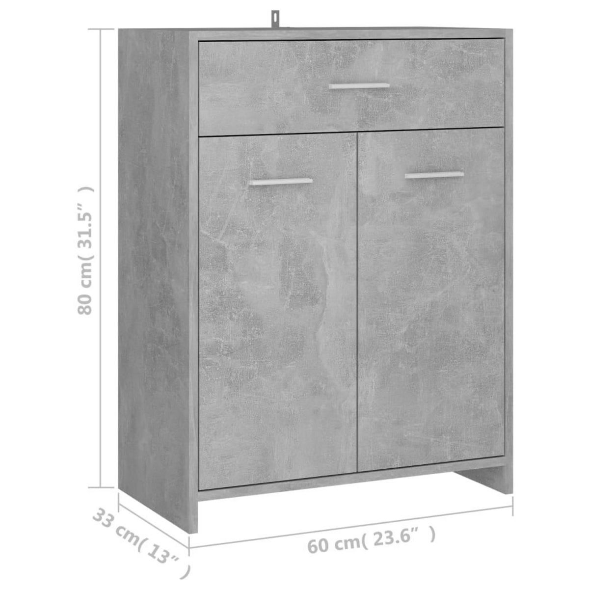 VIDAXL Armoire de salle de bain gris beton 60x33x80 cm bois ingenierie