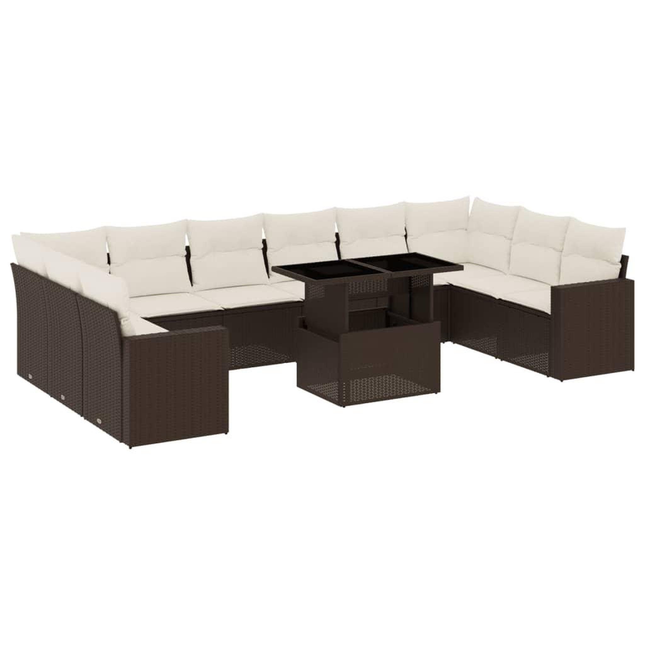 Voir la diapositive 2 : VIDAXL Salon de jardin et coussins 11 pcs marron resine tressee