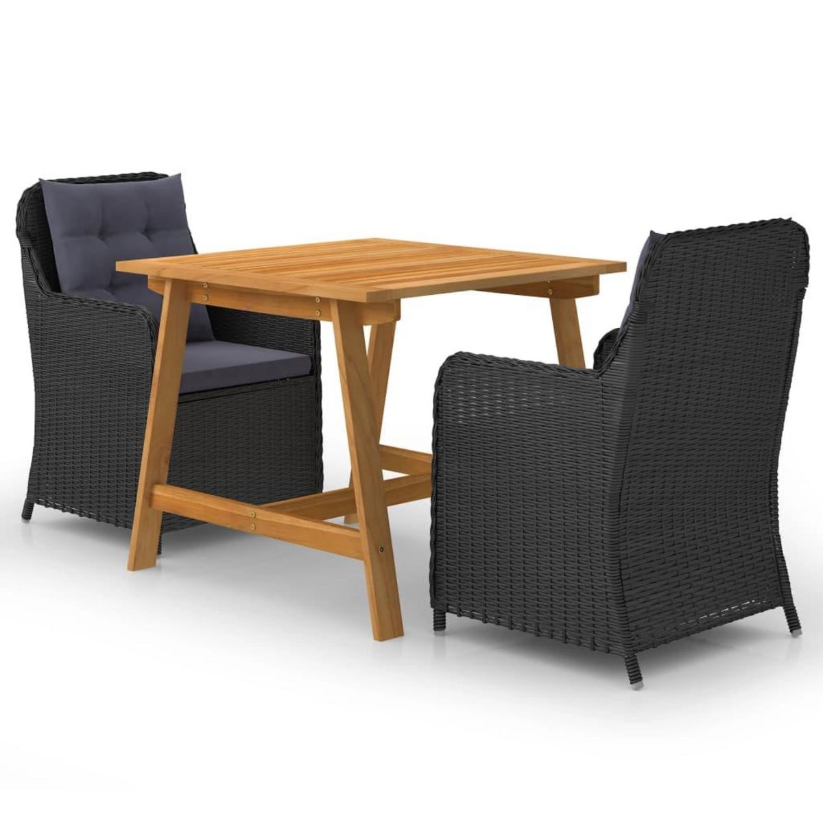 VIDAXL Ensemble a manger de jardin 3 pcs Noir