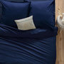 Voir la diapositive 3 : ATMOSPHERA Drap housse 2 personnes - 100% Coton - 140 x 190 cm - Bleu encre