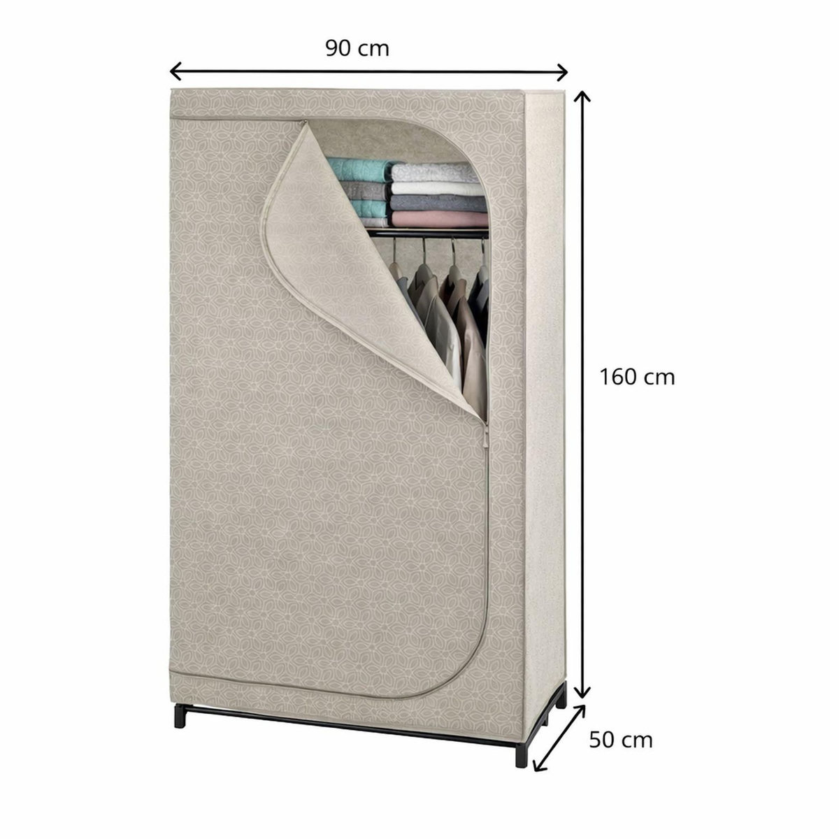 Wenko Armoire penderie 1 étagère en tissu BALANCE - L. 90 x H. 160 cm - Taupe