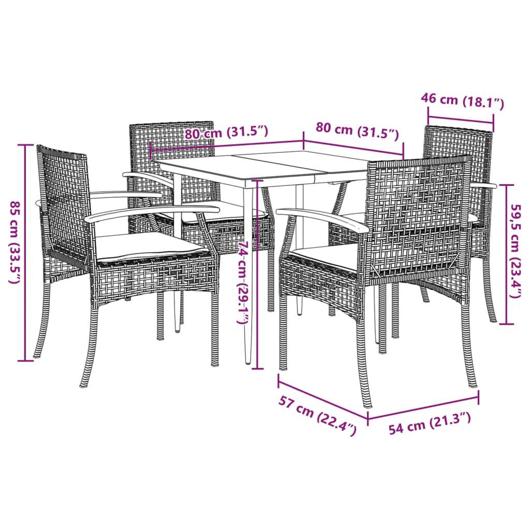 Voir la diapositive 6 : VIDAXL Ensemble a manger de jardin avec coussins 5pcs Beige poly rotin