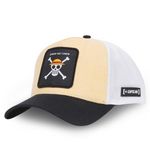 CAPSLAB Casquette homme trucker One Piece Skull Capslab. Coloris disponibles : Beige