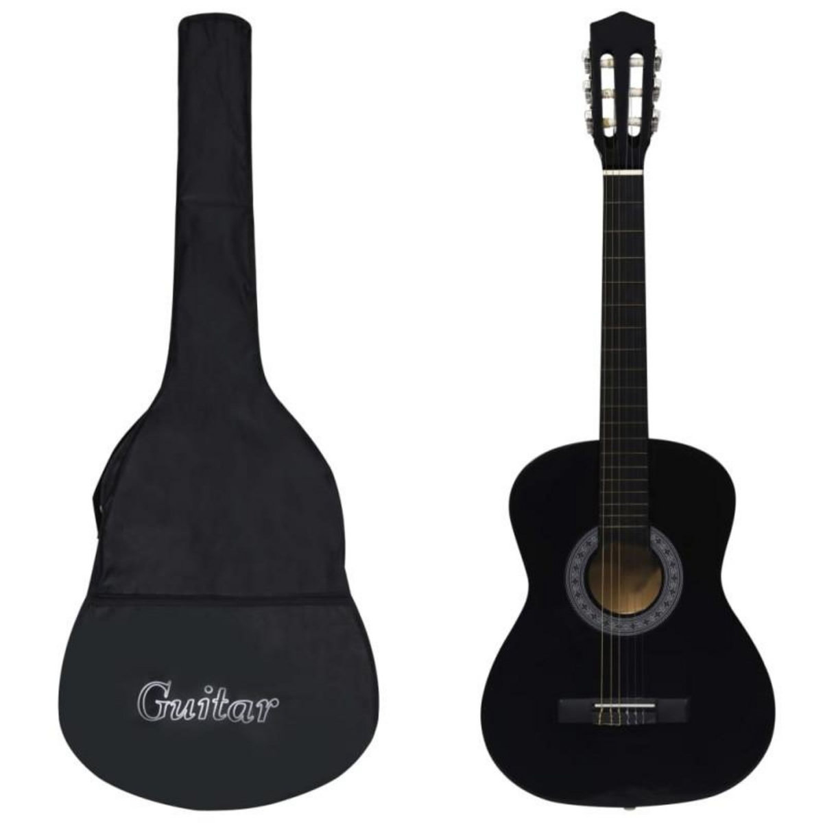VIDAXL Guitare classique avec sac pour débutants Noir 3 4 36