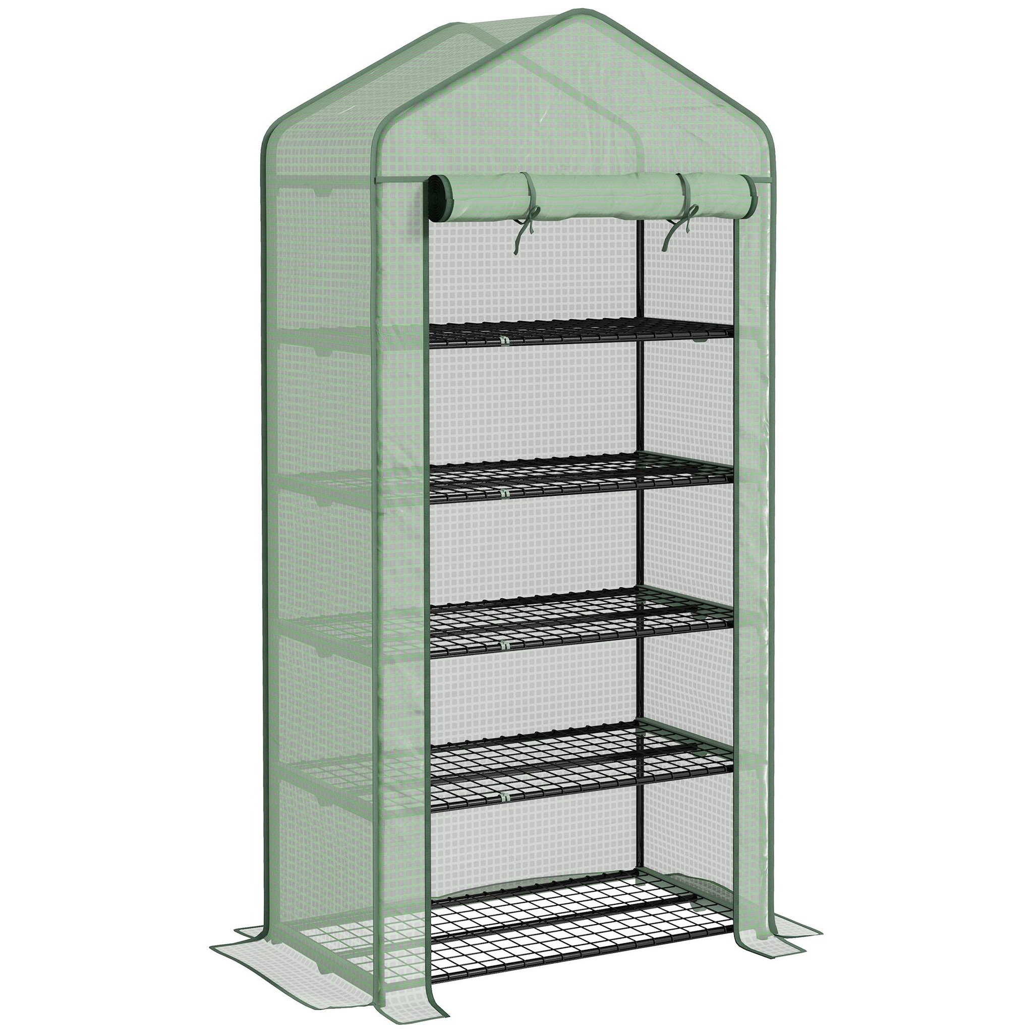 OUTSUNNY Serre de jardin balcon 5 niveaux porte acier pe vert