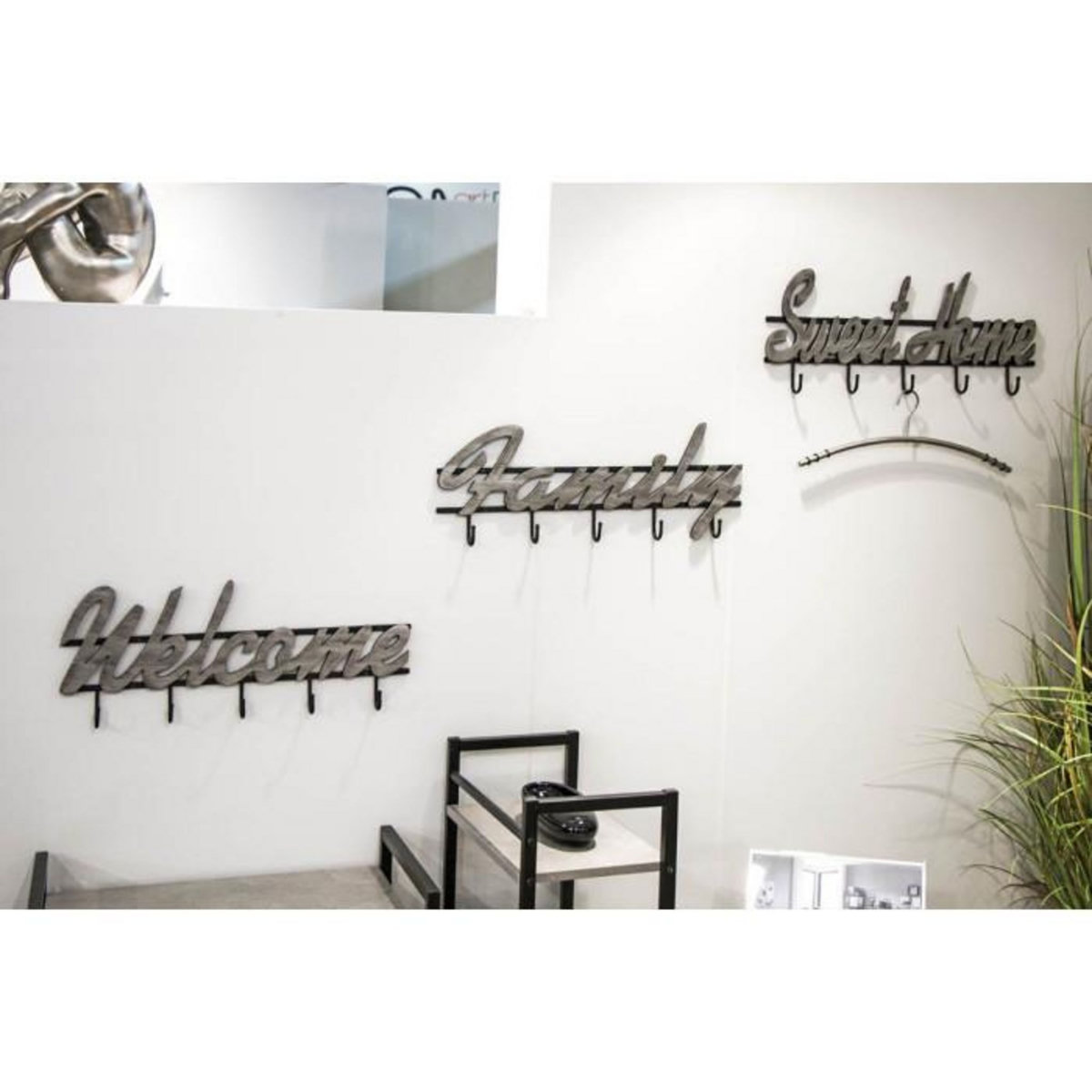 Paris Prix Patère Murale  Welcome  60cm Noir & Gris