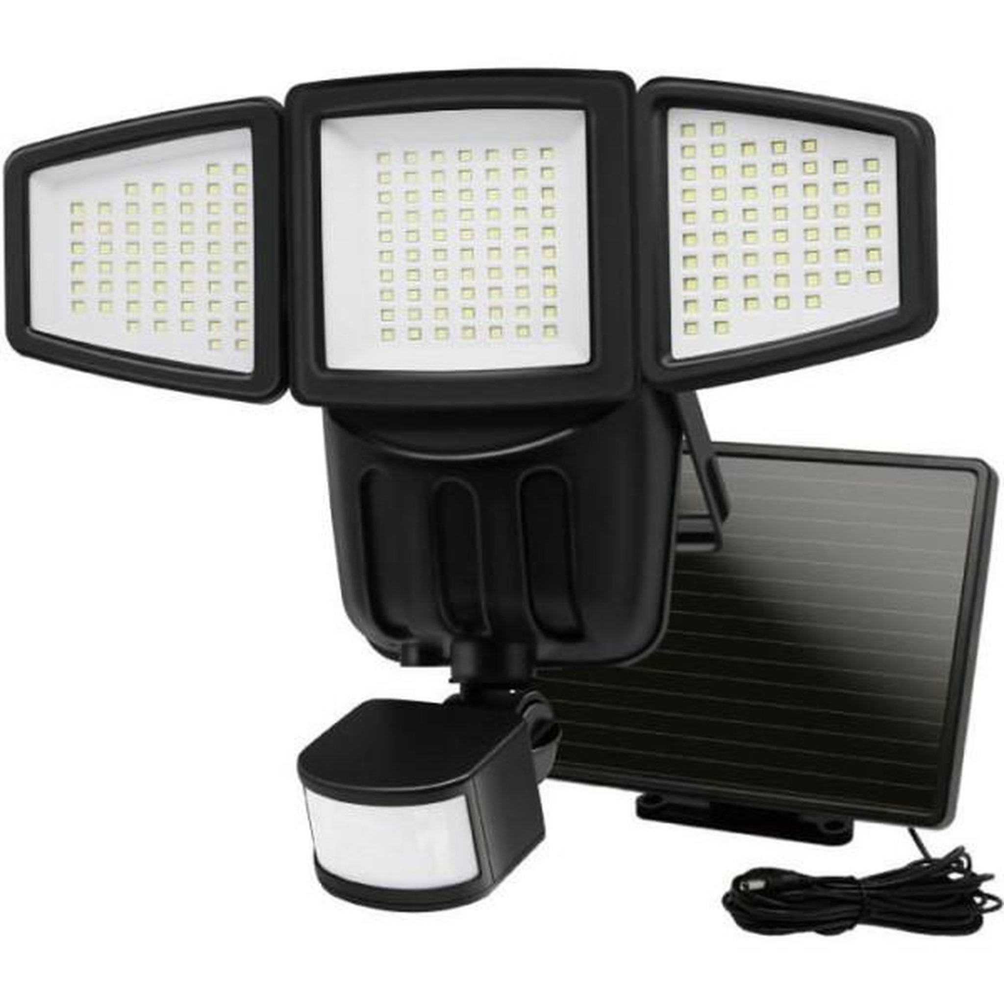 Voir la diapositive 2 : Galix Projecteur Solaire 3 Tetes GALIX G4442 - 1500 Lumens - 182 LED SMD - Mode AUTO ou Marche Forcée