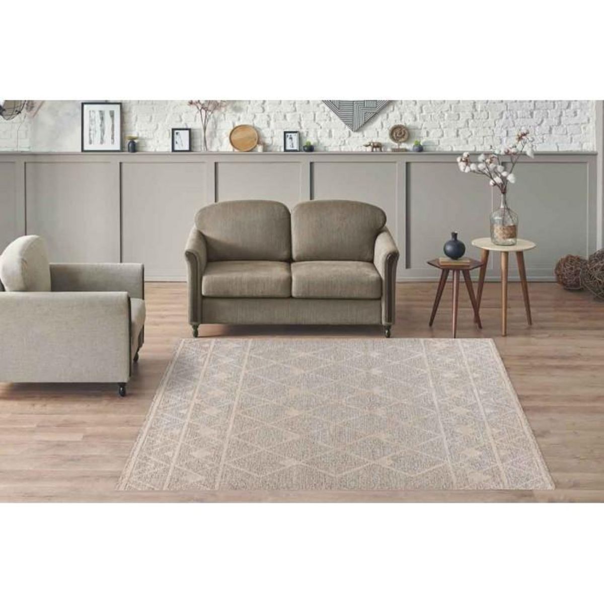 Paris Prix Tapis Tissé Géométrique  Rhombus  Beige & Marron