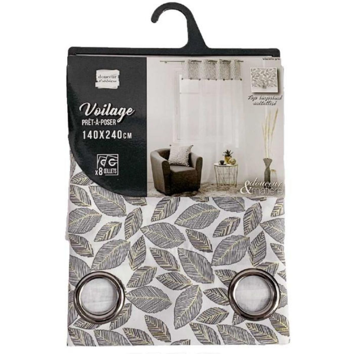 Paris Prix Rideau Voilage à Œillets  Vilanelle  140x240cm Gris