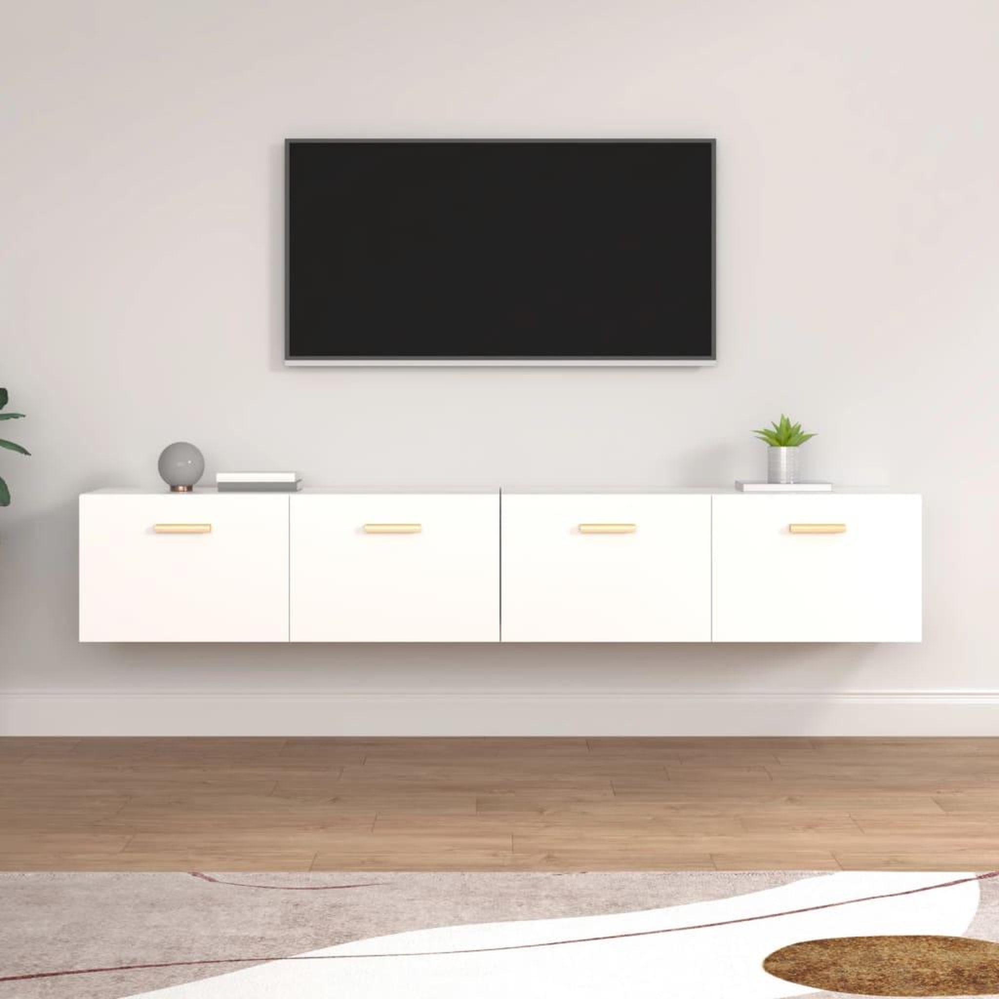 Voir la diapositive 2 : VIDAXL Armoires murales 2 pcs Blanc 100x36,5x35 cm Bois d'ingenierie