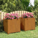 VIDAXL Jardinieres avec pieds 2 pcs Rouille 49x47x50 cm Acier corten