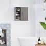 Voir la diapositive 4 : KLEANKIN Armoire haute murale de salle de bain ou WC placard 1 porte 3 niches dim. 48L x 20l x 50H cm panneaux particules gris