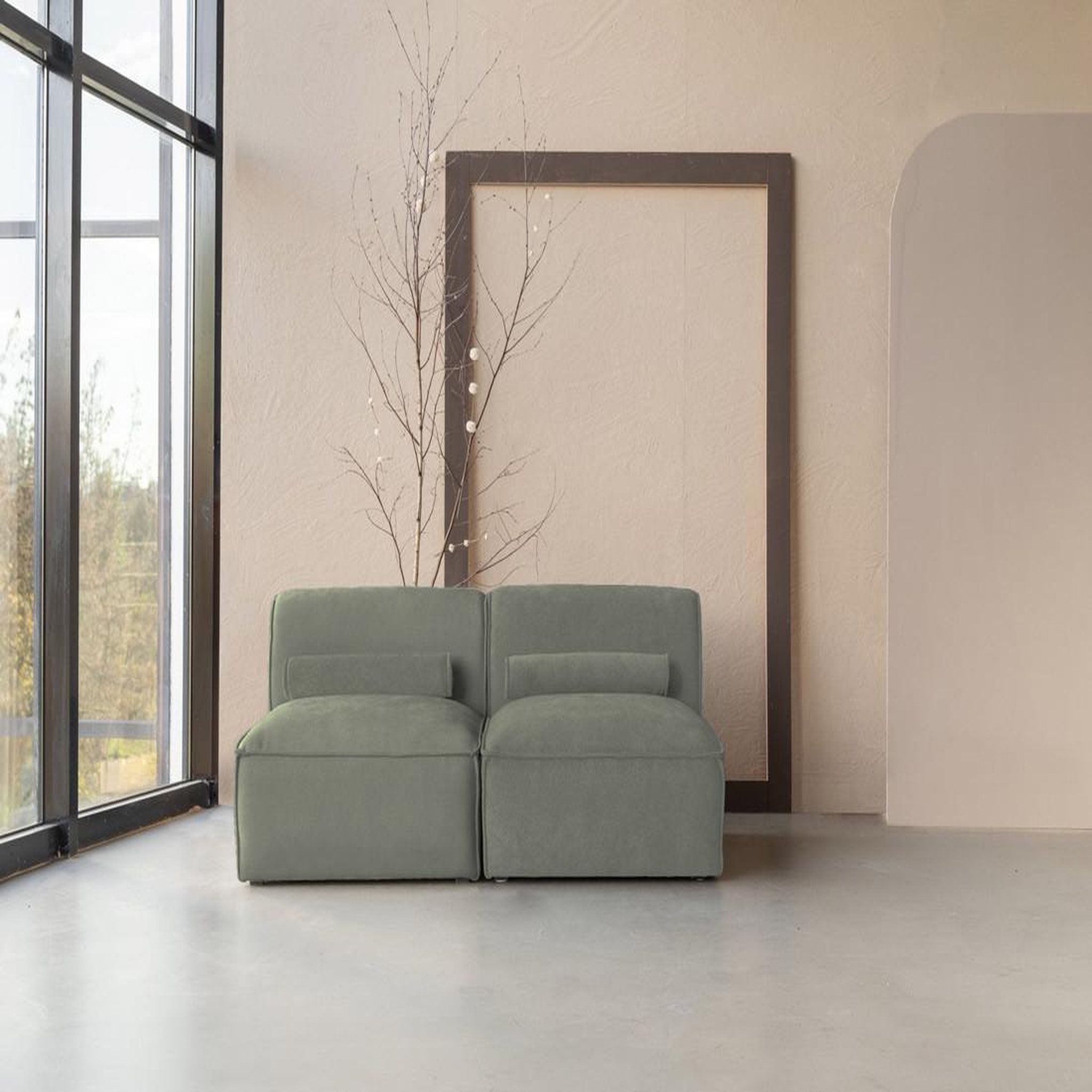 Voir la diapositive 3 : BEST MOBILIER Felix - canapé modulable 2 places en tissu texturé