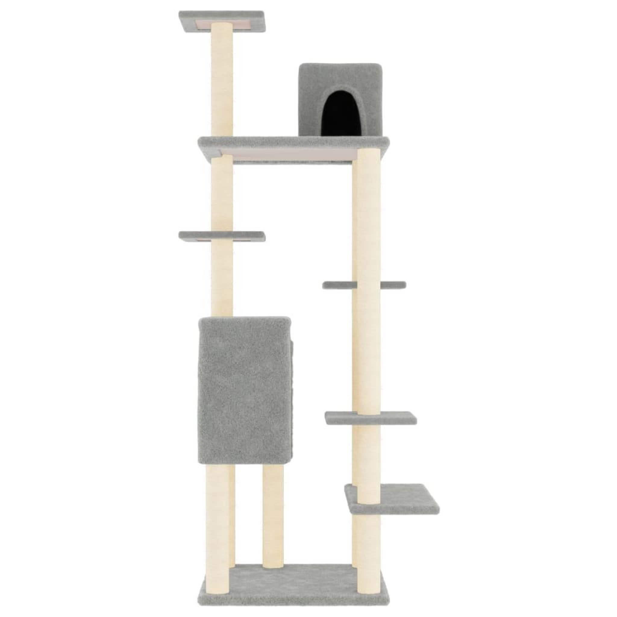 Voir la diapositive 4 : VIDAXL Arbre a chat avec griffoirs en sisal Gris clair 154 cm