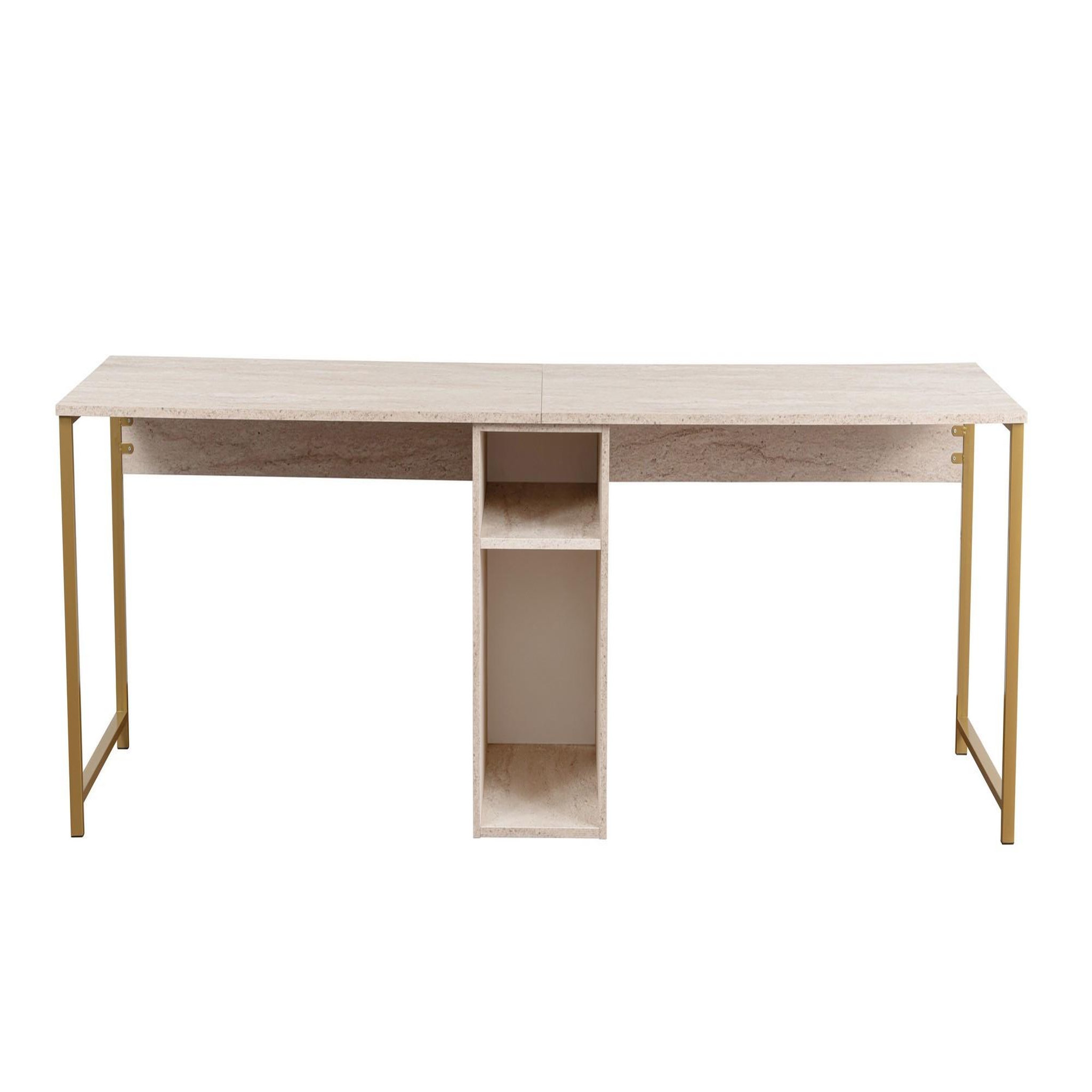 Habitat et Jardin Bureau en bois  twin study desk  - 240 x 60 x 74 cm - travertinor