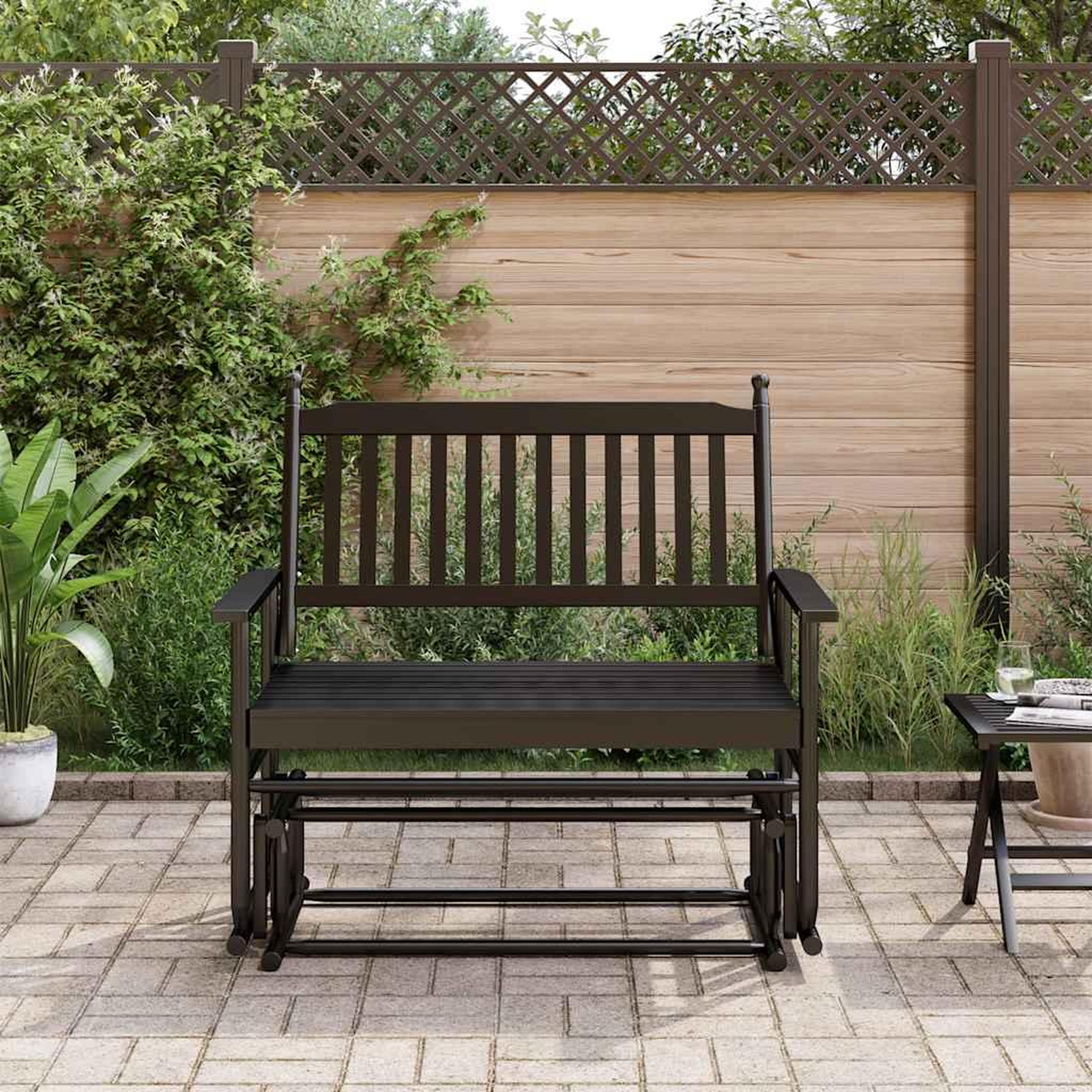 Voir la diapositive 3 : VIDAXL Banc balancelle noir 118x70x104,5 cm bois massif de peuplier