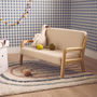 Voir la diapositive 3 : SWEEEK Banquette scandinave enfant en bois et tissu bouclette beige 2 places