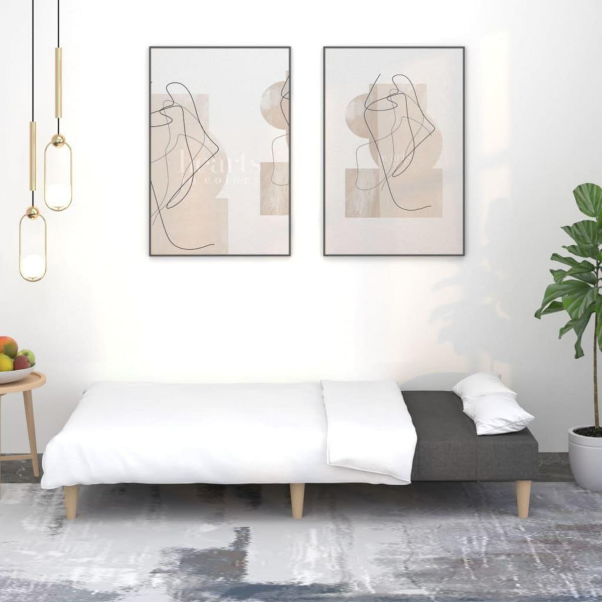 VIDAXL Canape-lit a 2 places gris clair tissu