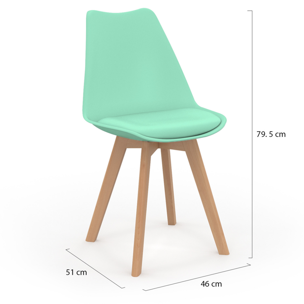 ID MARKET Lot de 6 chaises scandinaves SARA mix color pastel jaune, blanc, gris clair x2, vert mentholé x2
