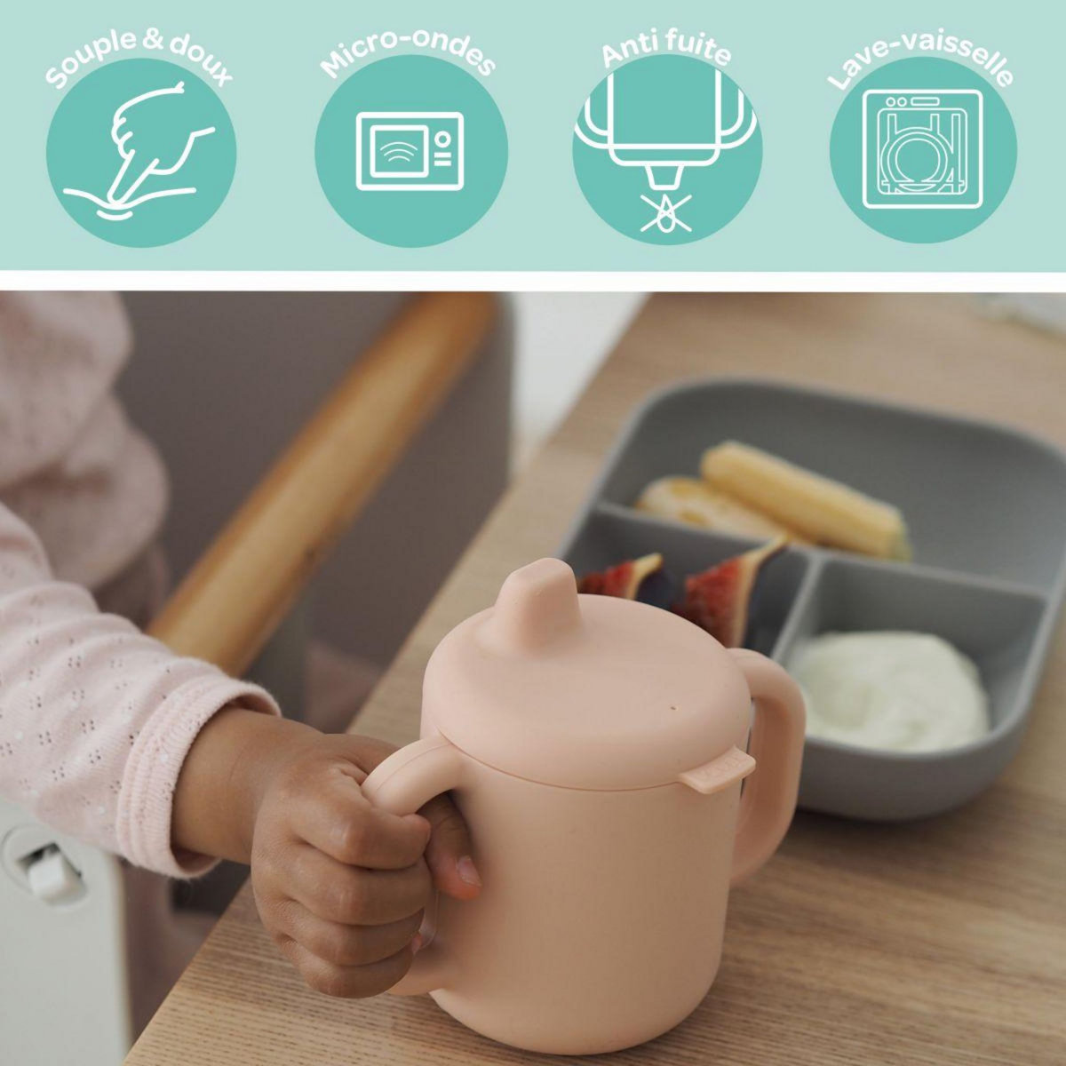 BEABA Tasse d apprentissage silicone pink