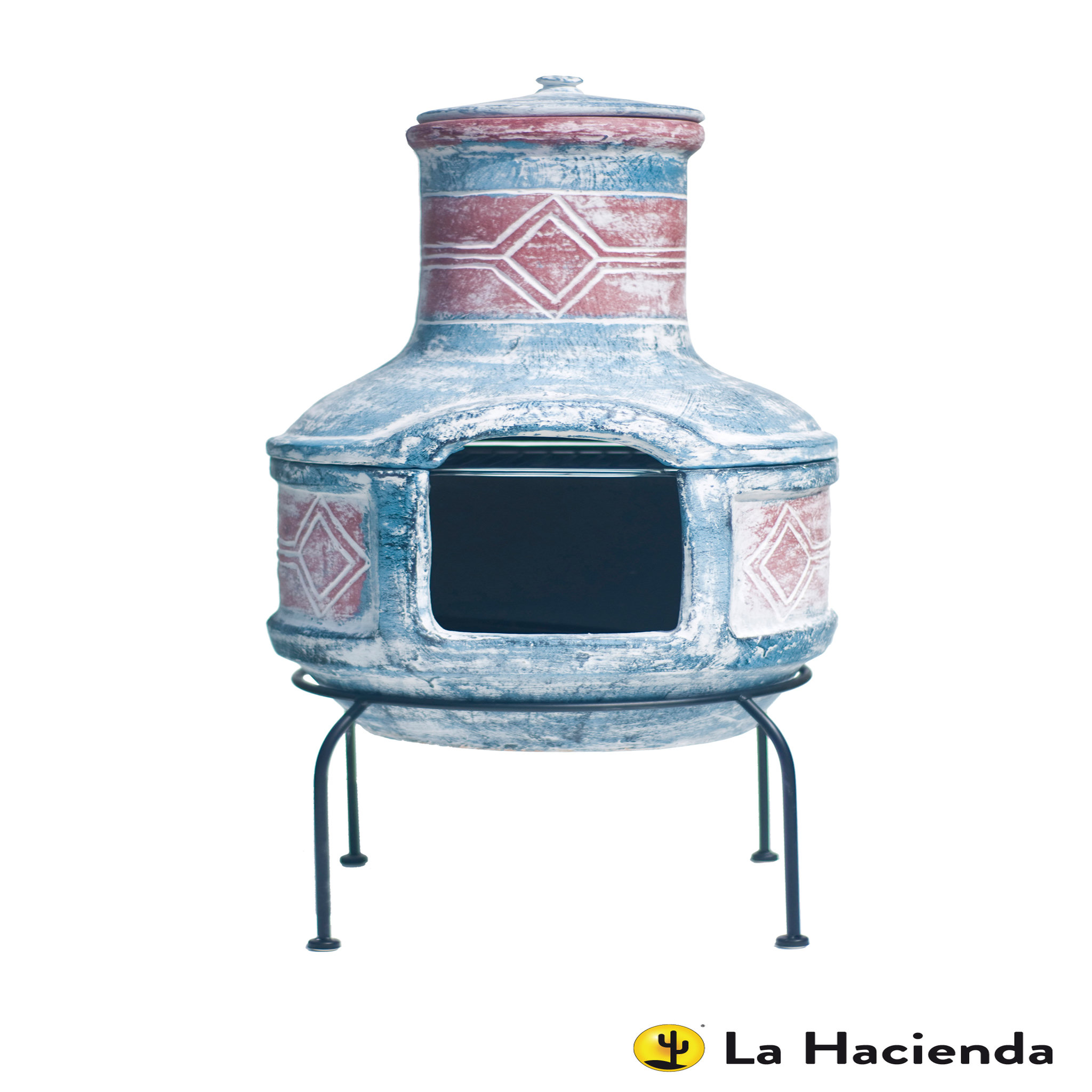 Voir la diapositive 2 : LA HACIENDA cheminée mexicaine - Argile/Grille acier - 40x87x40cm