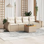 VIDAXL Salon de jardin avec coussins 5 pcs beige resine tressee