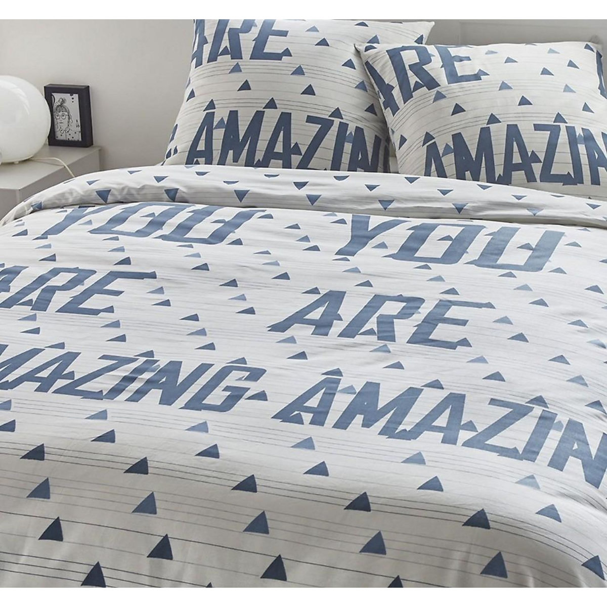 Home collection Parure housse de couette 3pcs 240x220cm 100%coton 51fils amazing blanc