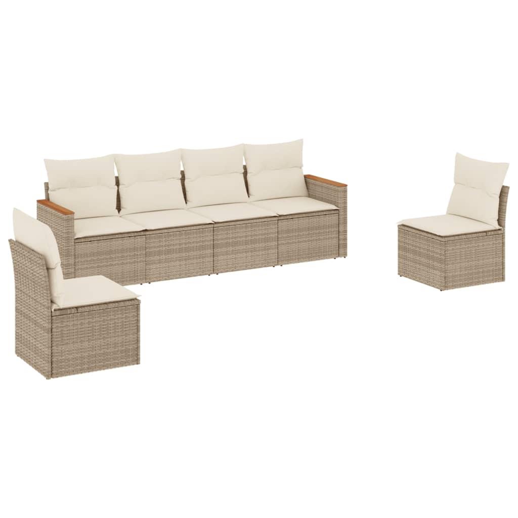 Voir la diapositive 2 : VIDAXL Salon de jardin avec coussins 6 pcs beige resine tressee
