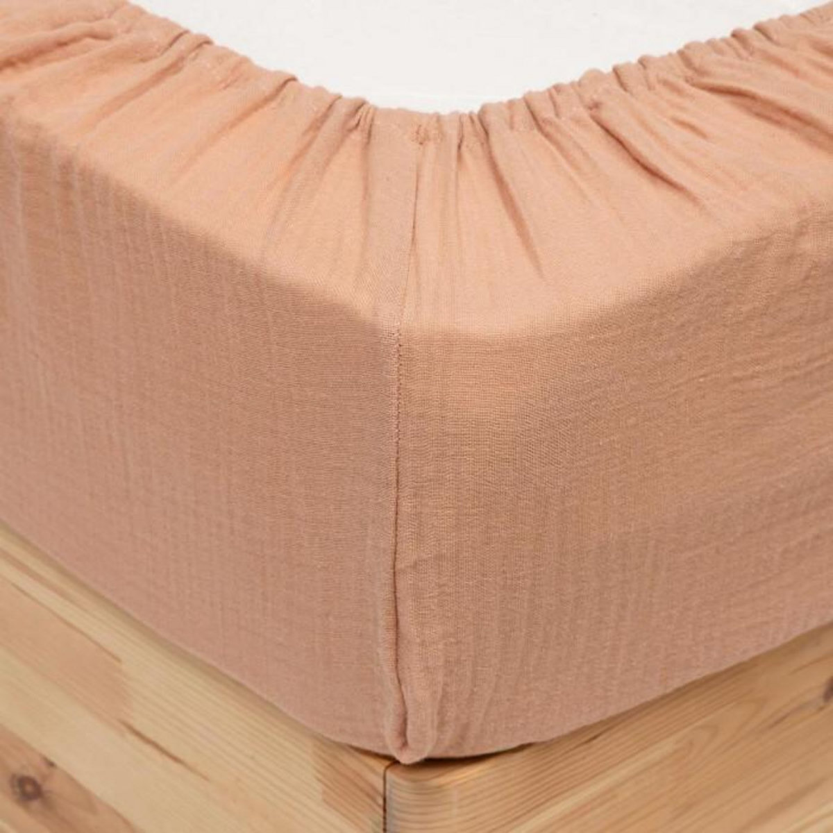 ATMOSPHERA Drap Housse en Gaze de Coton  Flora  140x190cm Rose