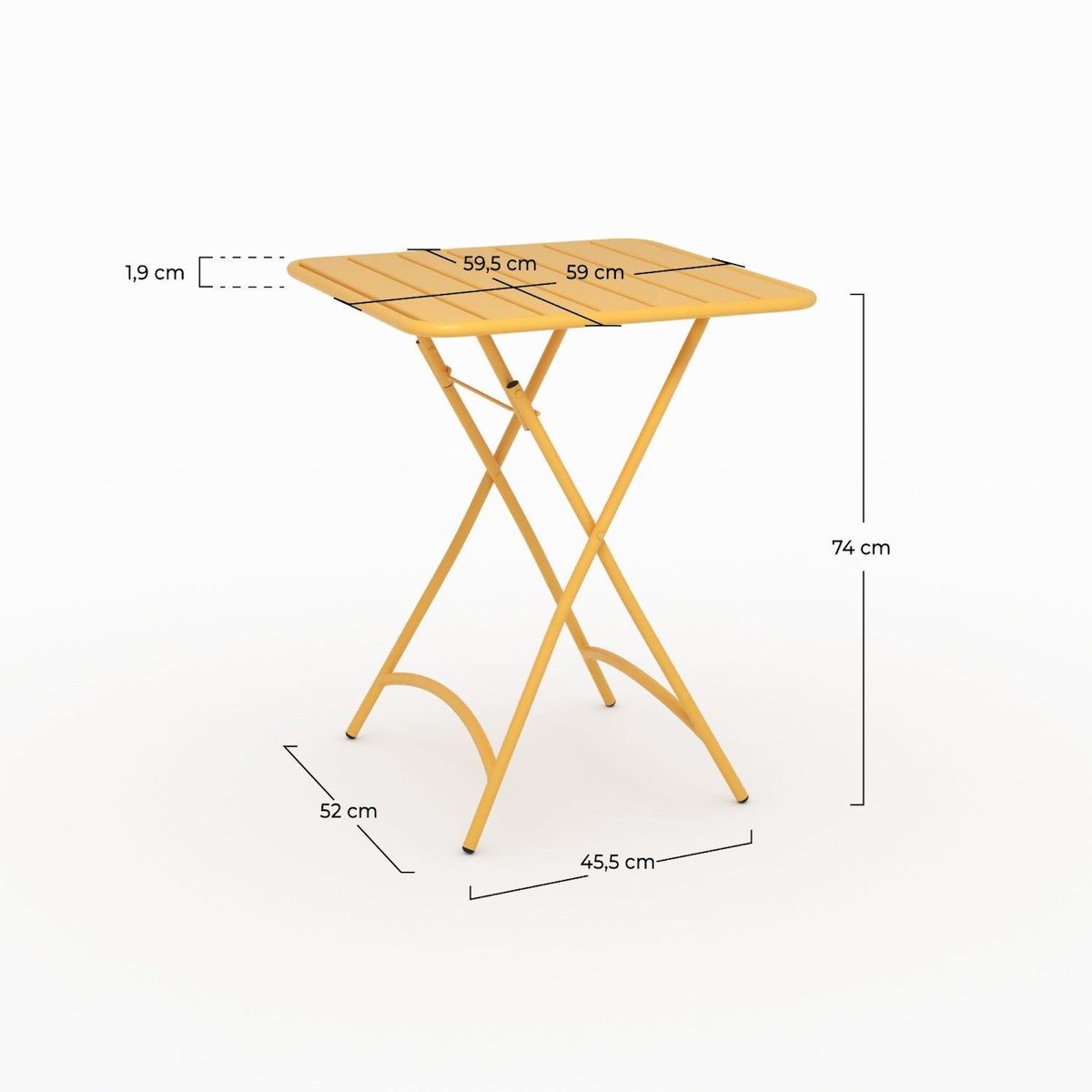 Rendez vous déco Table de jardin pliante en metal jaune beurre 2 personnes-Yumi
