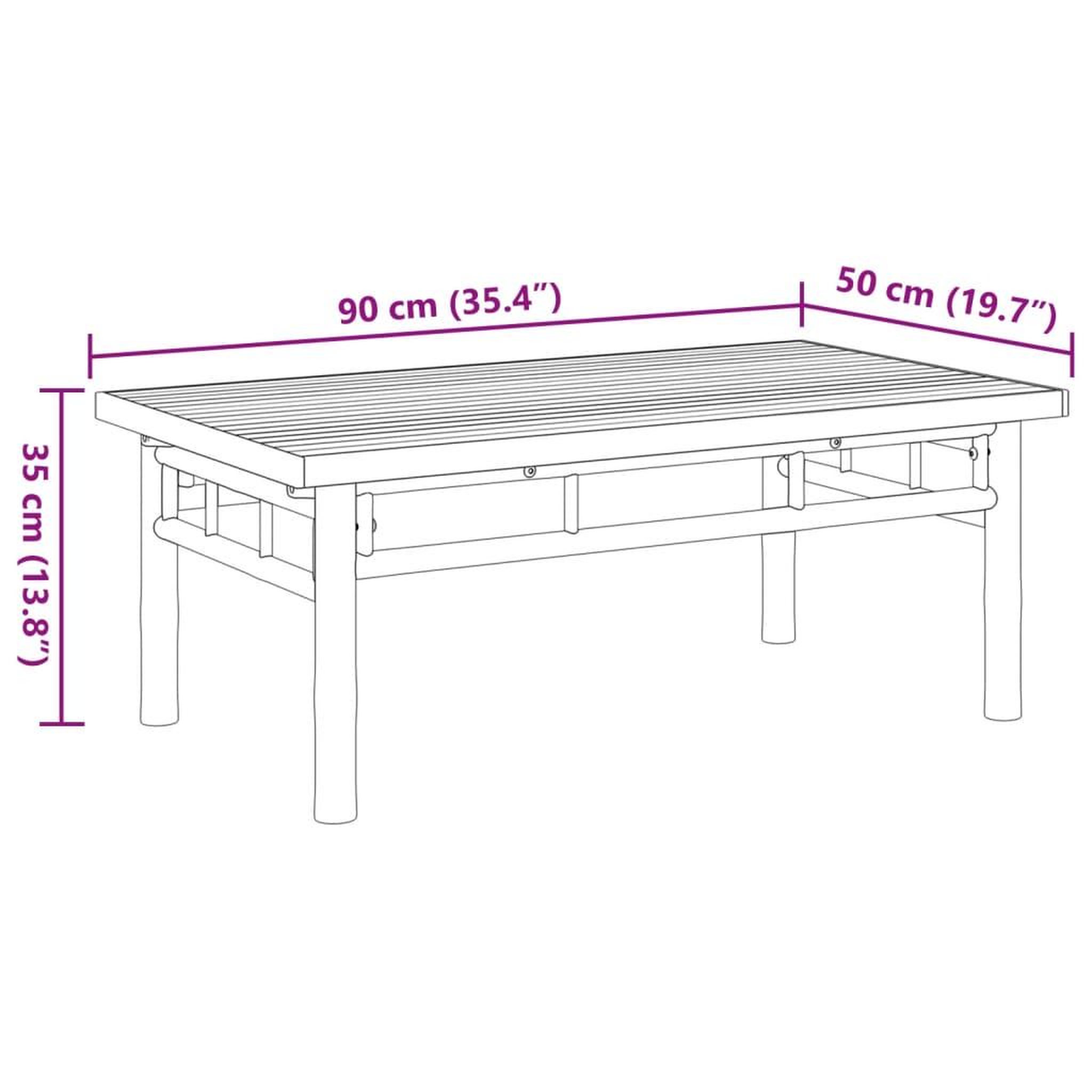 Voir la diapositive 6 : VIDAXL Table basse 90x50x35 cm bambou